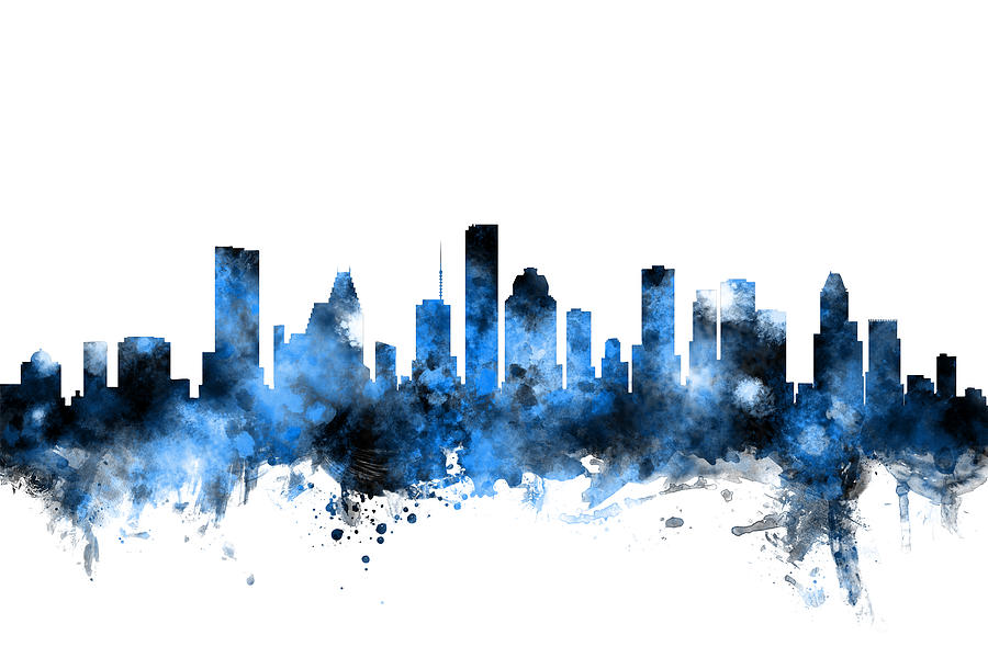 900x600 Houston Texas Skyline Digital Art By Michael Tompsett - Houston Skyline Painting