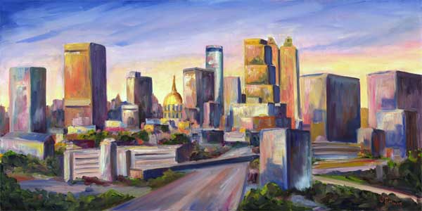 600x300 Atlanta Art For Atlanta Apartments. It Just Makes Sense - Houston Skyline Painting