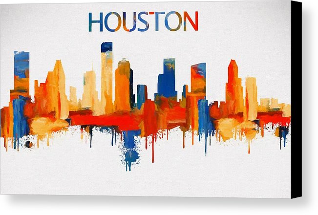651x440 Colorful Houston Skyline Silhouette Canvas Print Canvas Art By - Houston Skyline Painting