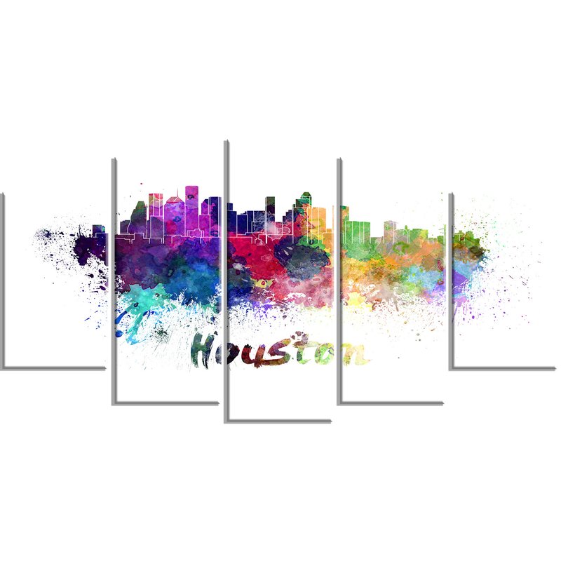 800x800 Designart Metal - Houston Skyline Painting