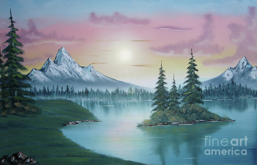 900x579 Mountain Lake Painting A La Bob Ross 1 Painting By Bruno Santoro - How Can I Buy A Bob Ross Painting