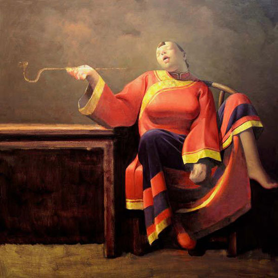549x550 Hand Painted Oil Painting Chinese Fat Woman Chinese Calligraphy - How Do I Find Out Who Painted A Painting