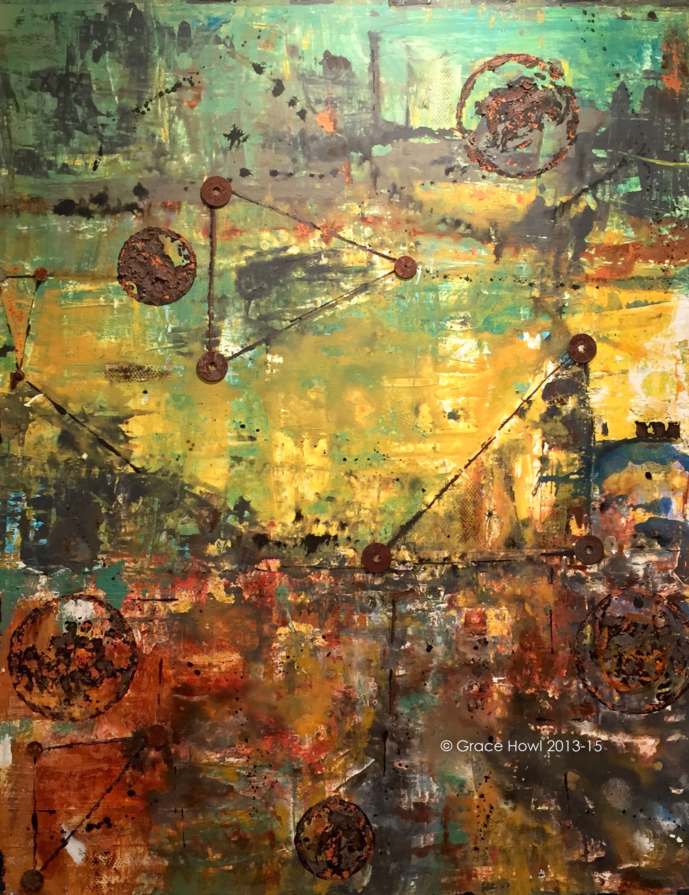 2208x2869 Industrial Ix Contemporary Abstract Grace Howl Sarasota Fl - Howl Painting