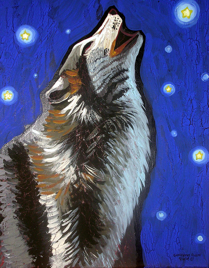 701x900 Wolf Howl Painting By Genevieve Esson - Howl Painting