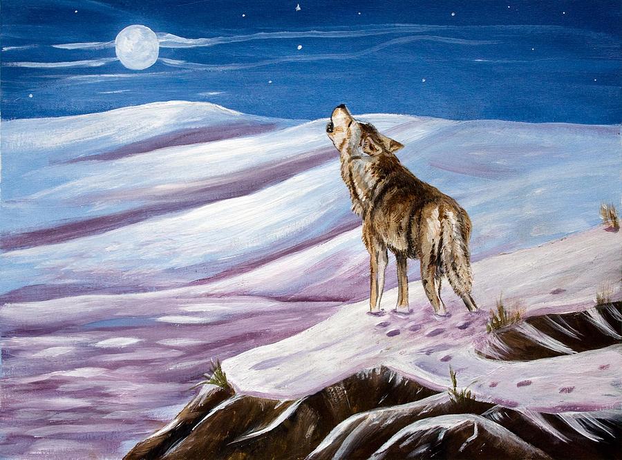 900x666 Howling Wolf Painting By Dorothy Riley - Howling Wolf Painting