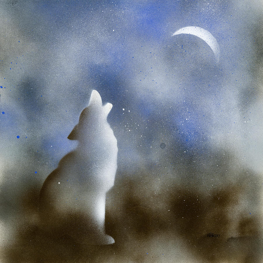 900x900 Howling Wolf Painting By Hakon Soreide - Howling Wolf Painting