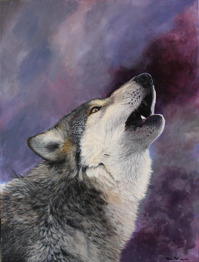 683x900 Howling Wolf Painting By Harm Plat - Howling Wolf Painting