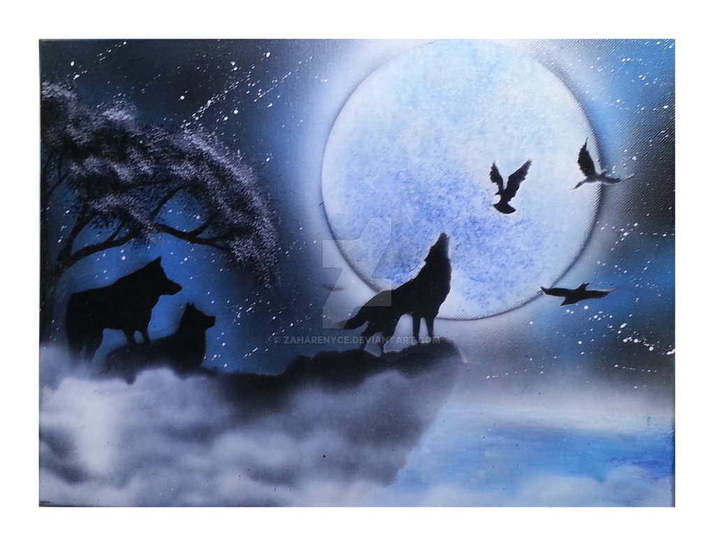 1022x782 Howling Wolf Spray Paint Painting By Zaharenyce - Howling Wolf Painting