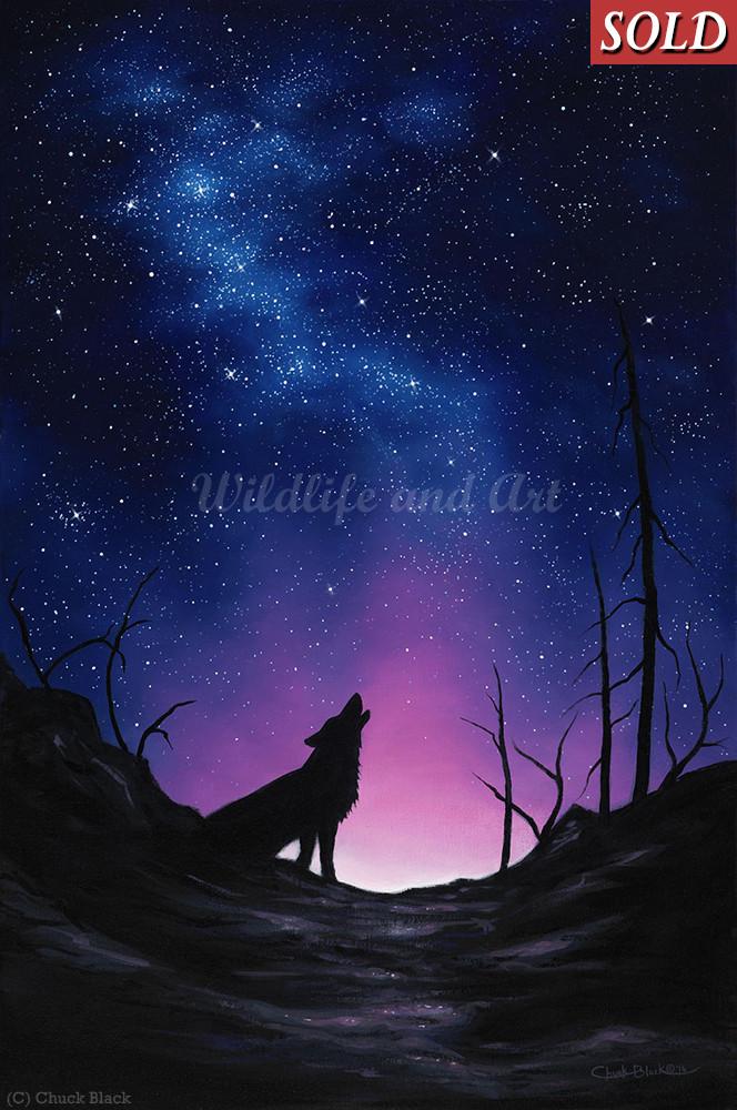 664x1000 Original Howling Wolf Painting - Howling Wolf Painting