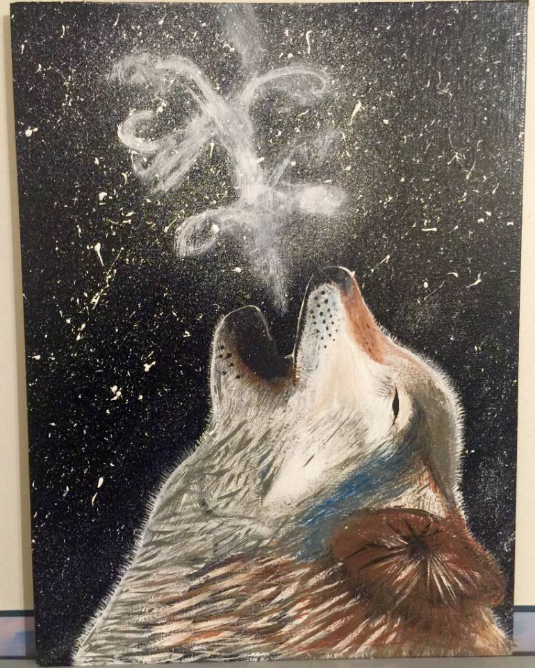770x962 Saatchi Art Howling Wolf Painting By Tyler Cordwell - Howling Wolf Painting