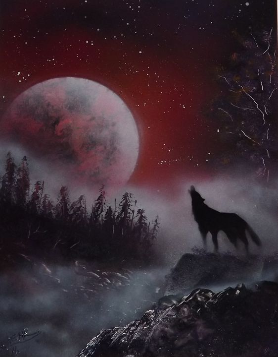562x720 Autumn Howling Wolf - Howling Wolf Painting