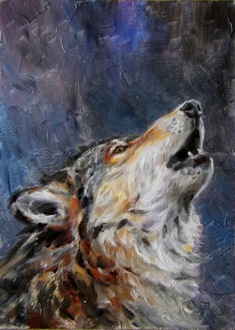 754x1059 Daily Painting - Howling Wolf Painting