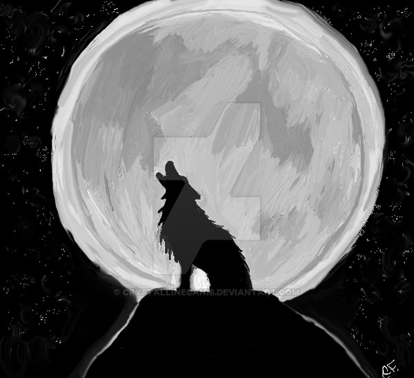600x549 Howling Wolf Silhouette By Crystallinecanis - Howling Wolf Silhouette Painting