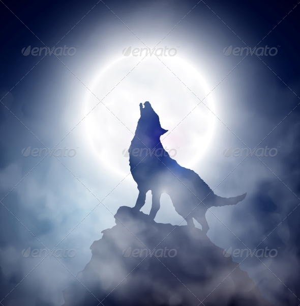 590x601 Howling Wolf By Lonely Graphicriver - Howling Wolf Silhouette Painting
