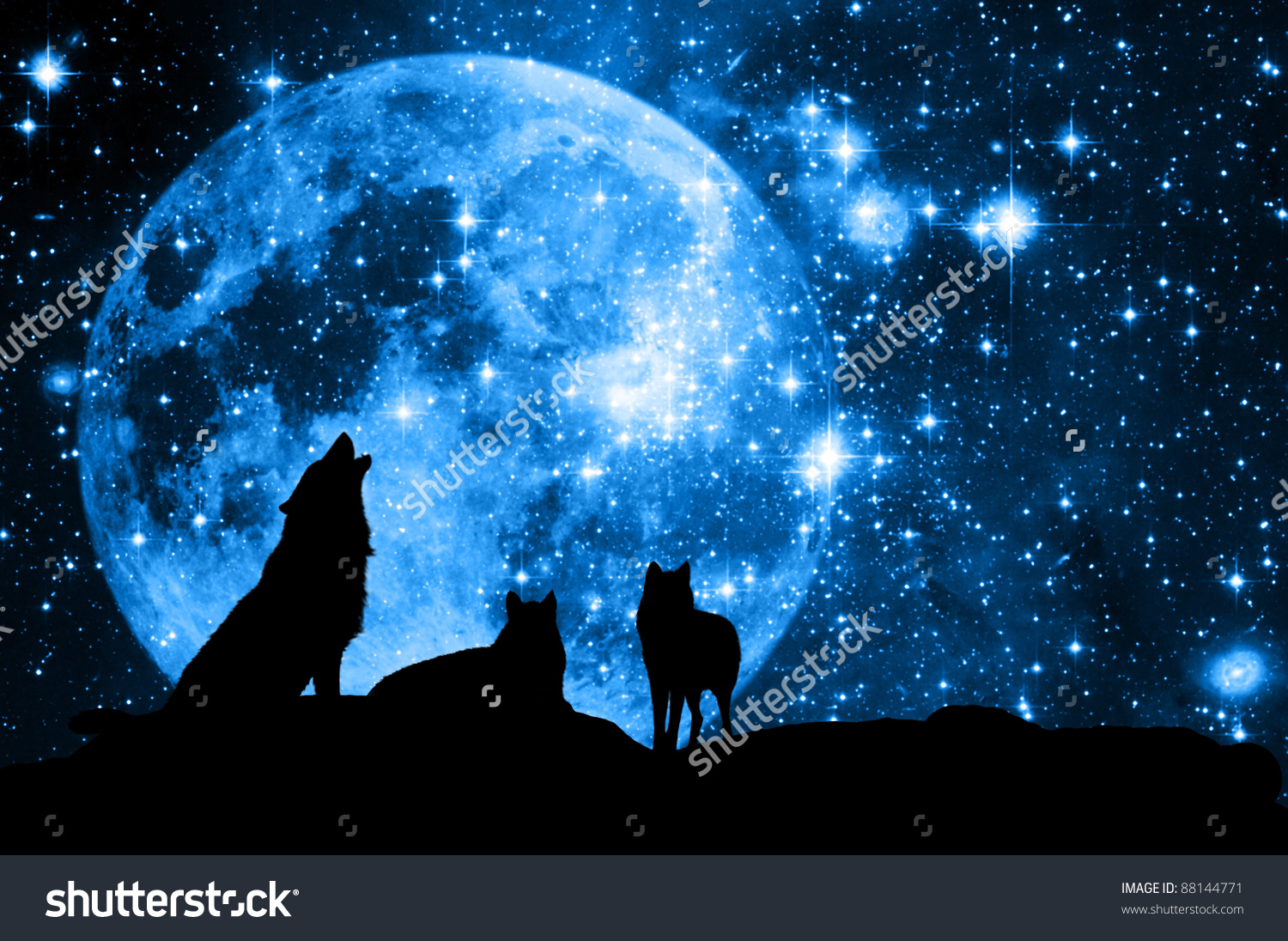 1500x1096 Image - Howling Wolf Silhouette Painting