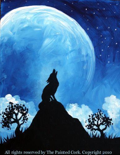 Howling Wolf Silhouette Painting at PaintingValley.com | Explore ...