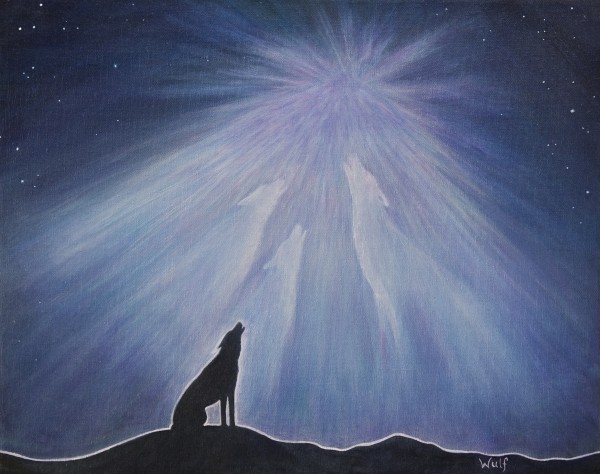 600x474 Wolf Art Prints Wolves Fantasy Paintings Wolf Spirit Images - Howling Wolf Silhouette Painting