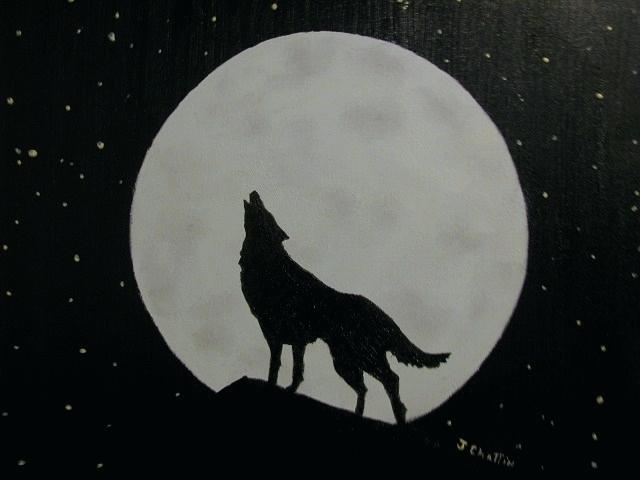 640x480 Wolf Canvas Paintings Printed Canvas Painting Snow Wolf Forest - Howling Wolf Silhouette Painting