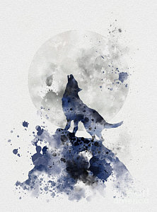 222x300 Wolf Silhouette Mixed Media Pixels - Howling Wolf Silhouette Painting
