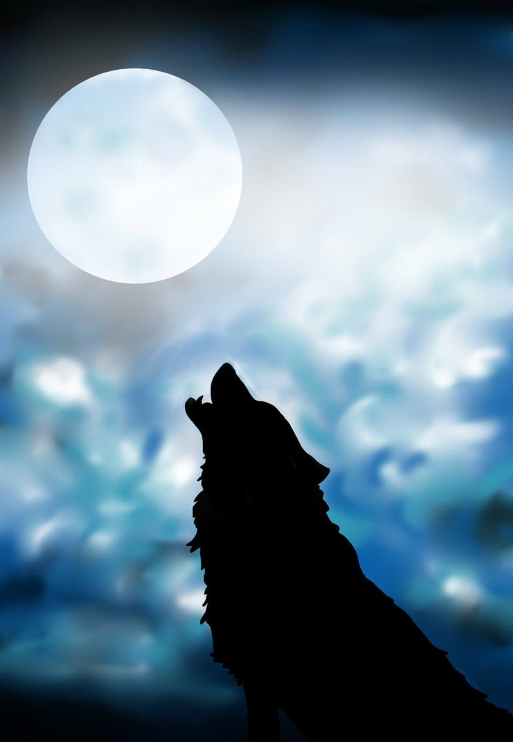 743x1074 Wolf Silhouette By Animallovergemgem - Howling Wolf Silhouette Painting