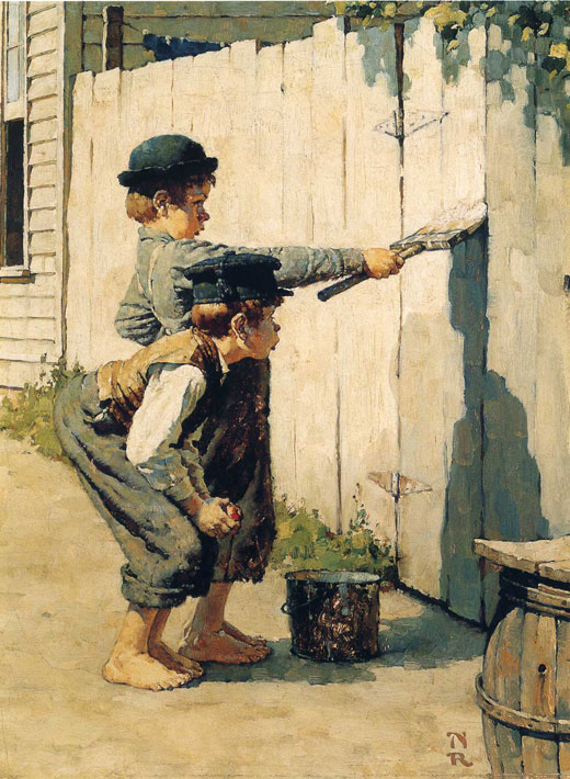 520x710 Norman Rockwell's Tom Sawyer And Huckleberry Finn - Huck Finn Painting
