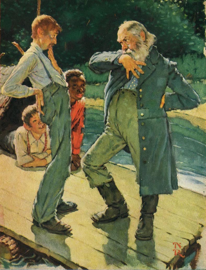 788x1029 Norman Rockwell's Tom Sawyer And Huckleberry Finn - Huck Finn Painting