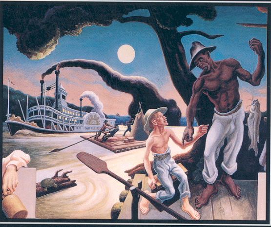 555x465 Racism In Mark Twain's Huckleberry Finn - Huck Finn Painting