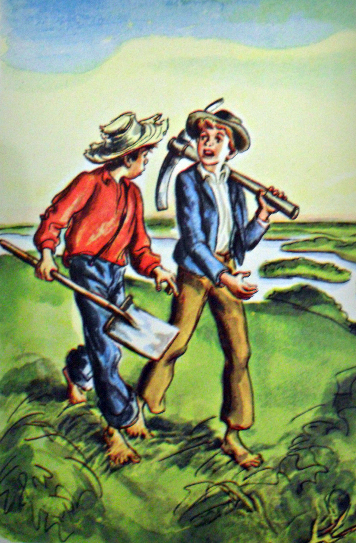 1193x1821 The Adventures Of Tom Sawyer Once On A Tyme - Huck Finn Painting Fence