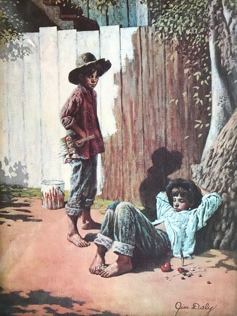 480x640 Tom Sawyer And Huckleberry Finn - Huck Finn Painting Fence