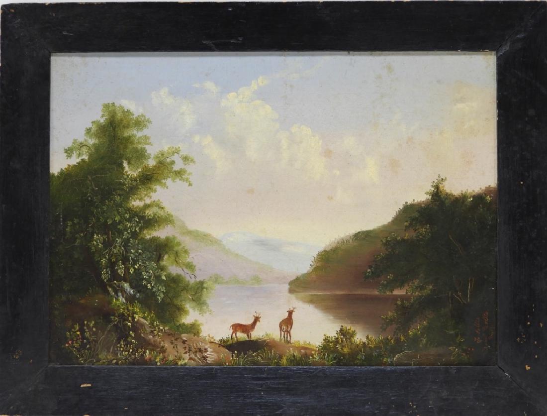 1100x836 Luminist Hudson River Valley Painting Of Deer - Hudson River Valley Painting