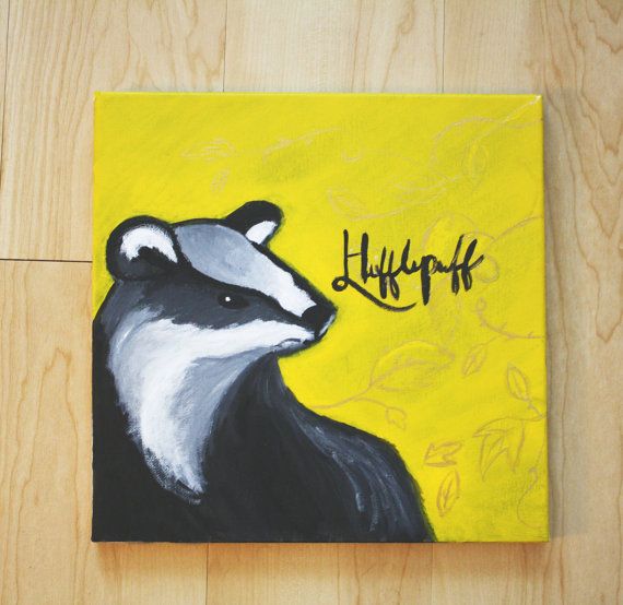 570x554 Hufflepuff Painting By Amberscreativehaven On Etsy Art - Hufflepuff Painting
