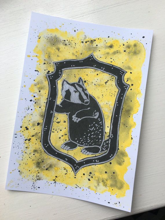 570x760 Harry Potter Hufflepuff Hogwarts House Crest Watercolour - Hufflepuff Painting