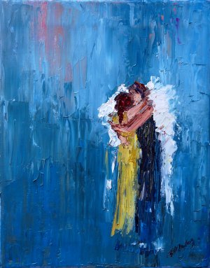 300x383 Artful Ideas Palette Knife Painting Of Angel Hug - Hug Painting