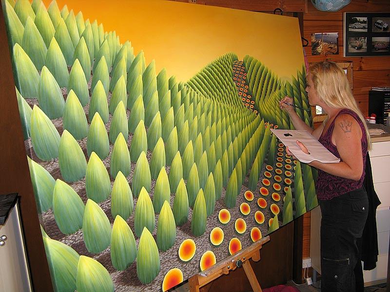 800x600 Working On A Large Canvas Painting By Patricia Van Lubeck - Huge Canvas Painting