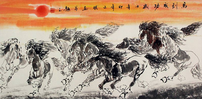 800x393 Huge Asian Horse Painting - Huge Horse Painting