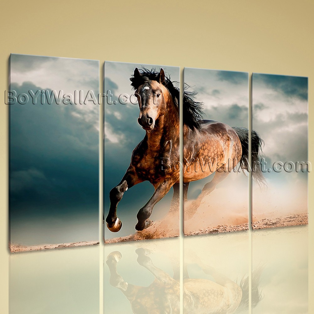 1000x1000 Huge Contemporary Abstract Landscape Horse Painting Print Canvas - Huge Horse Painting