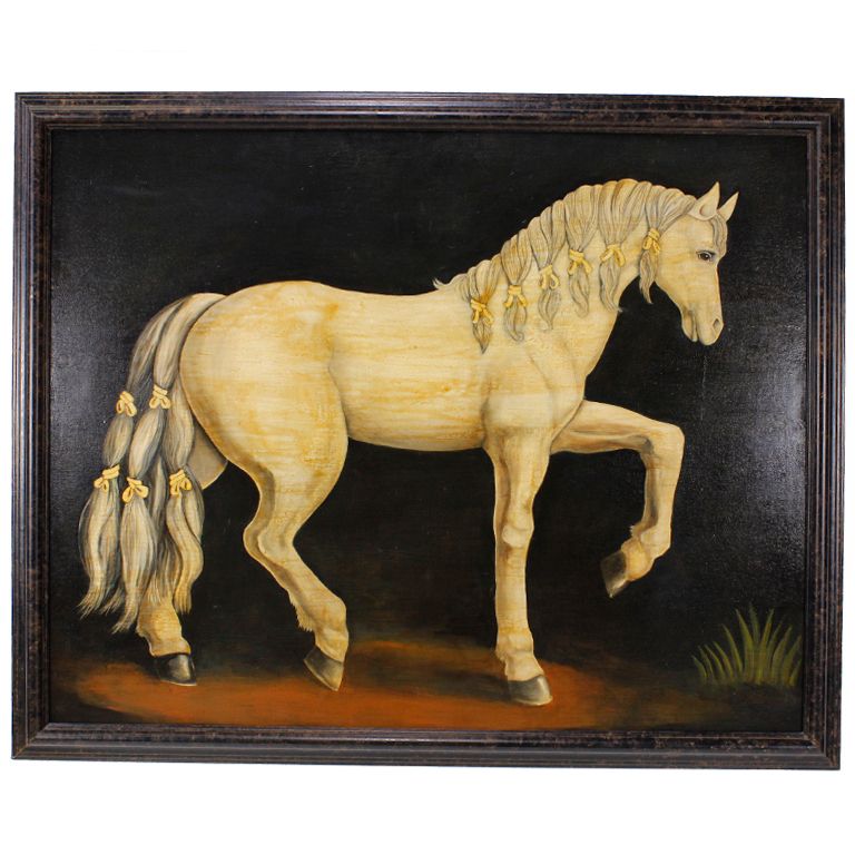 768x768 Huge Lipizzan Horse Painting By William Skilling Horse And Paintings - Huge Horse Painting