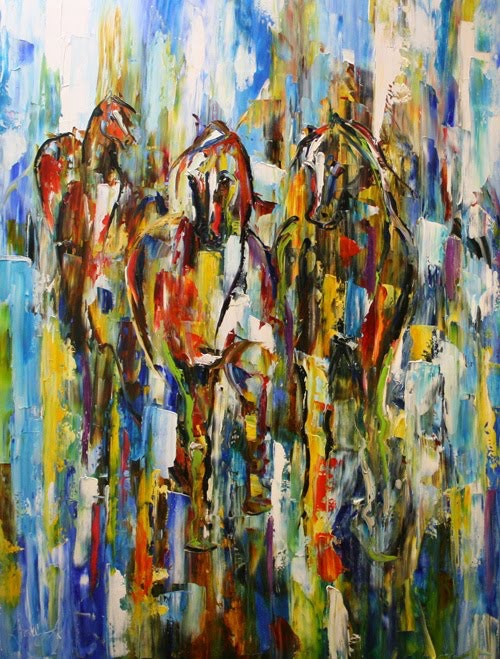 500x659 Spring Showers' Equine Art Huge Horse Modern Contemporary Horse - Huge Horse Painting