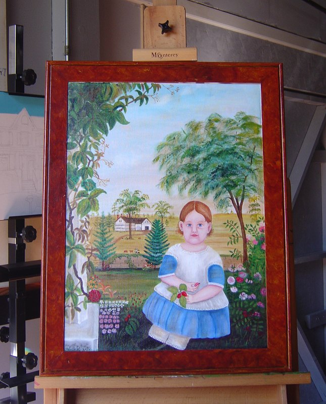 645x800 Huge Primitive Child Arabella Sparrow 1848 Framed Original Oil - Huge Painting