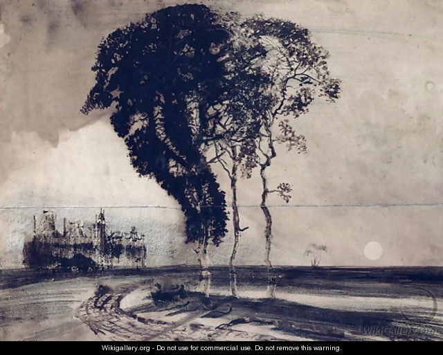 640x513 Landscape With Three Trees - Hugo Painting