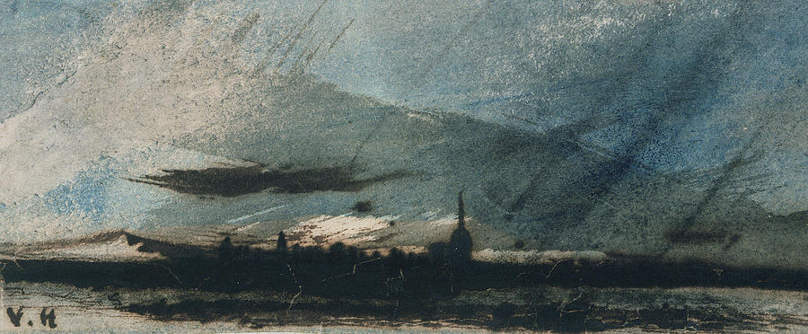 900x372 Town At Dusk Painting By Victor Hugo - Hugo Painting