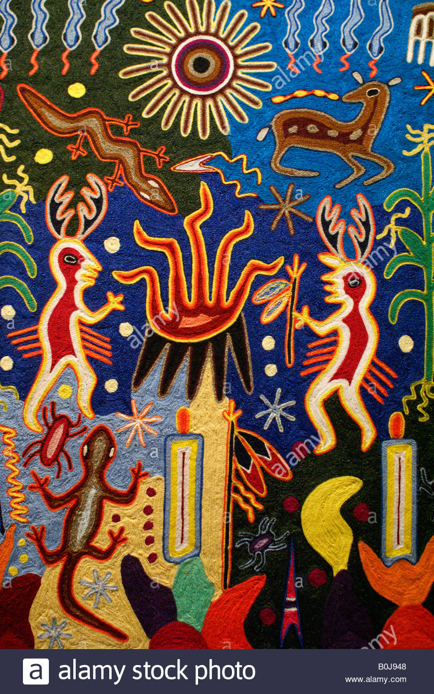 870x1390 Traditional Huichol Yarn Painting, National Museum Of Anthropology - Huichol Painting