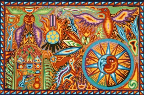 550x365 Yarn Art, Tepehuano (Huichol) Art Inspiration Yarn - Huichol Painting
