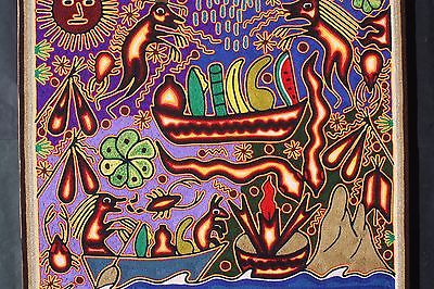 400x266 Huichol Yarn Painting Wall Hanging Decor Mexican Ethnic Native - Huichol Painting