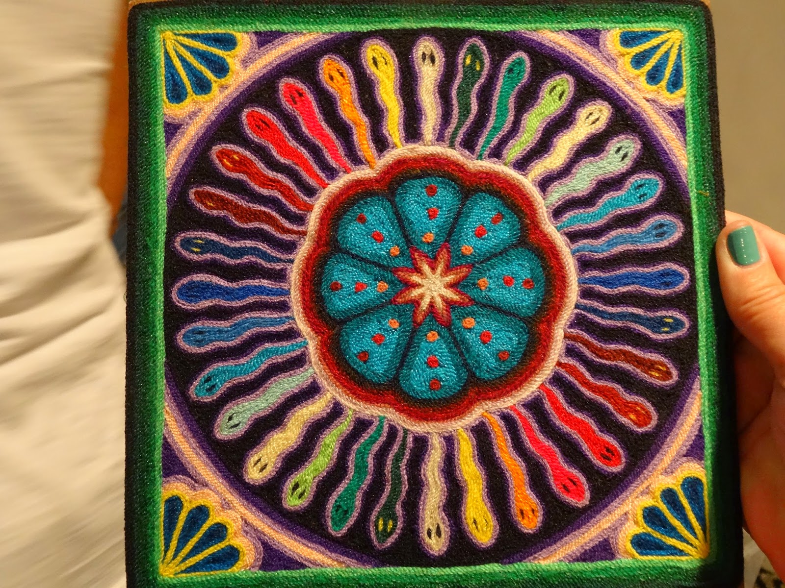 1600x1200 There's A Dragon In My Art Room Yarn Painting, Huichol Style For Kids - Huichol Yarn Painting