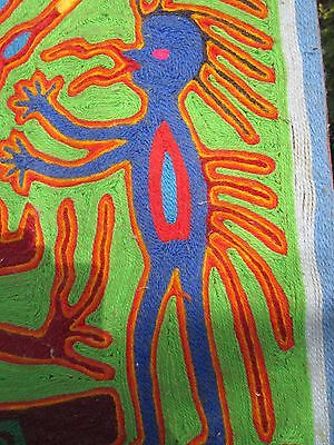 300x400 Vintage Mexican Folk Art, Huichol Yarn Painting, Peyote Ceremony - Huichol Yarn Painting