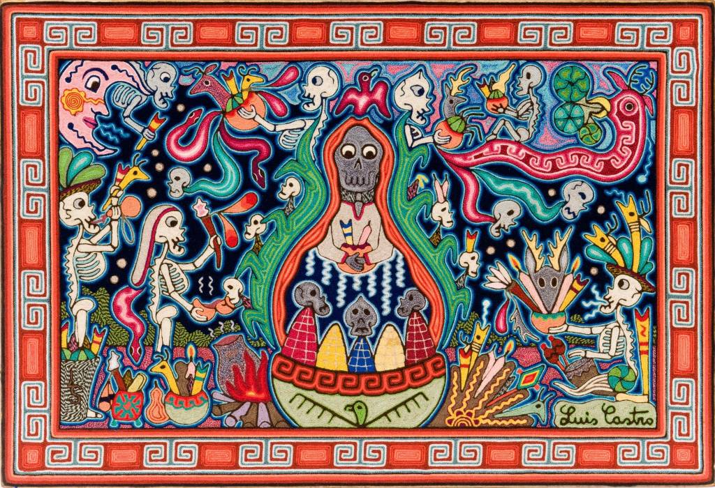 1024x700 Yarn Painting By Luis Castro (Huichol). - Huichol Yarn Painting