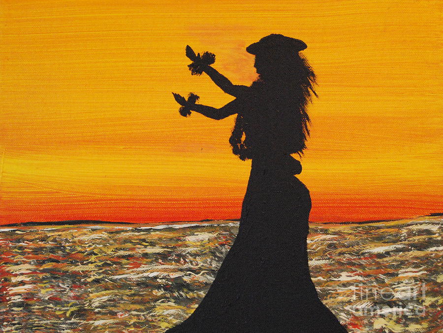 900x676 Hula Dancer Painting By Srija Chartham - Hula Dancer Painting