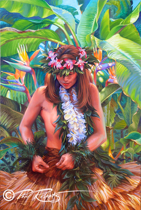 457x677 Hula Girl Island Collection Phil Roberts Art - Hula Dancer Painting