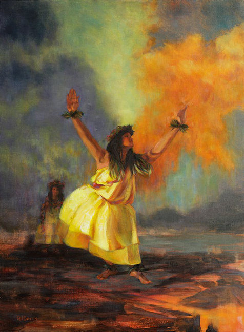 476x648 Merrie Monarch Art Hula Dancer Painting Capturing Light - Hula Dancer Painting
